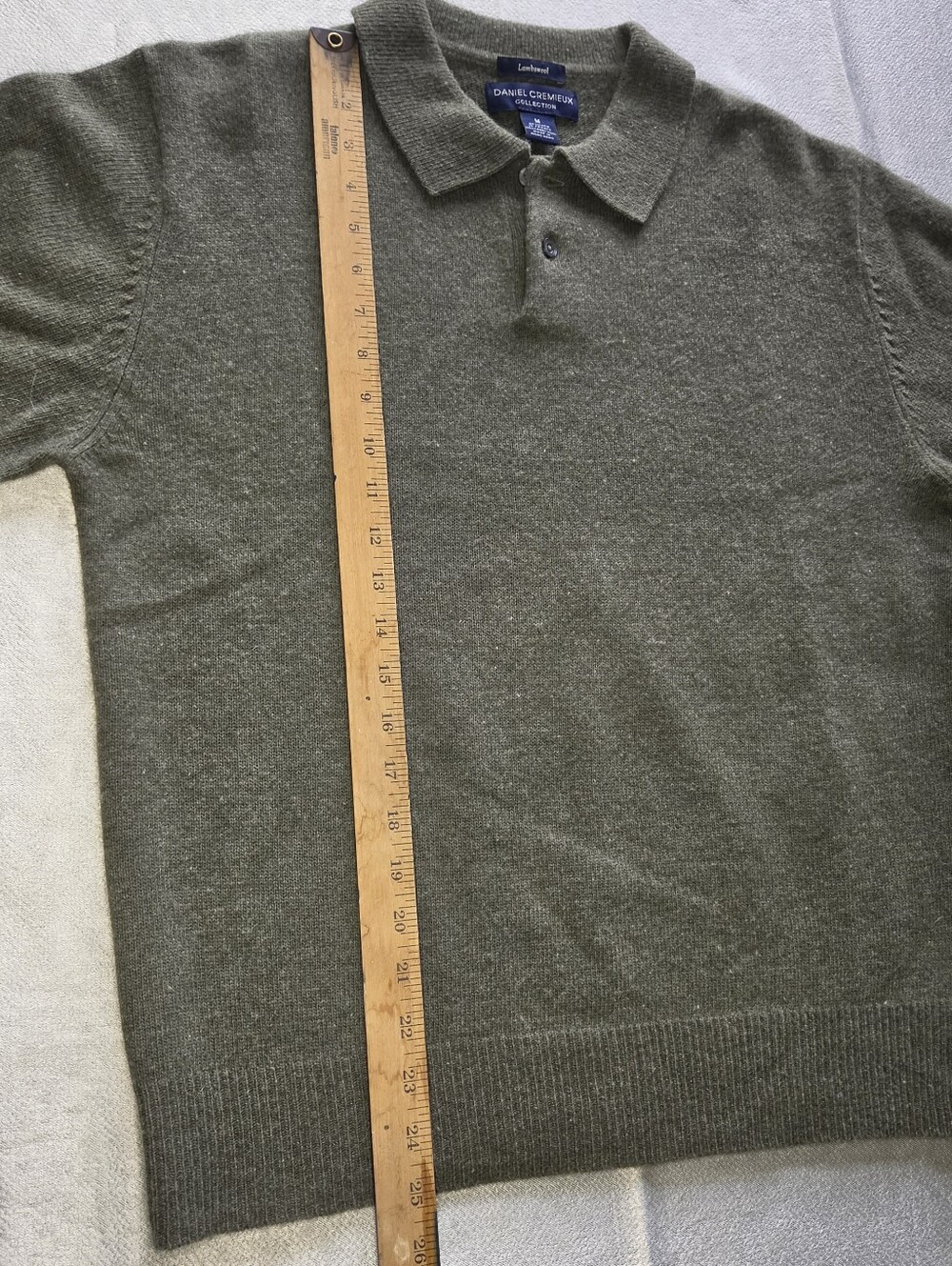 Daniel Cremieux M Medium Men's Olive 100 %  Lambswool Polo Sweater - Picture 5 of 7